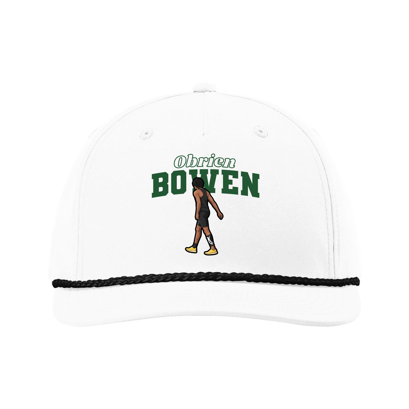 Five-Panel Classic Rope Cap — Name Arch in White