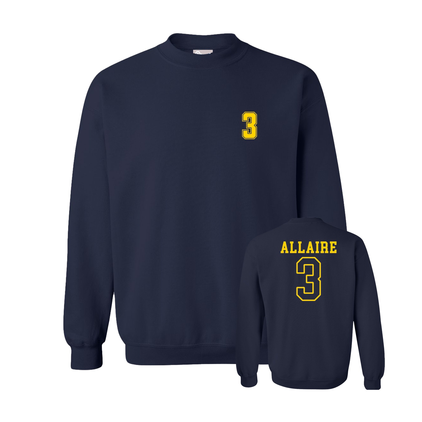 Fleece Crew — Chest Back in Navy