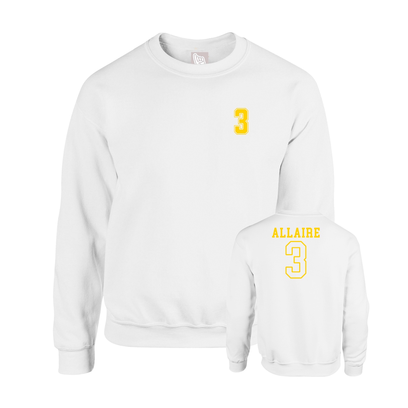 Fleece Crew — Chest Back in White