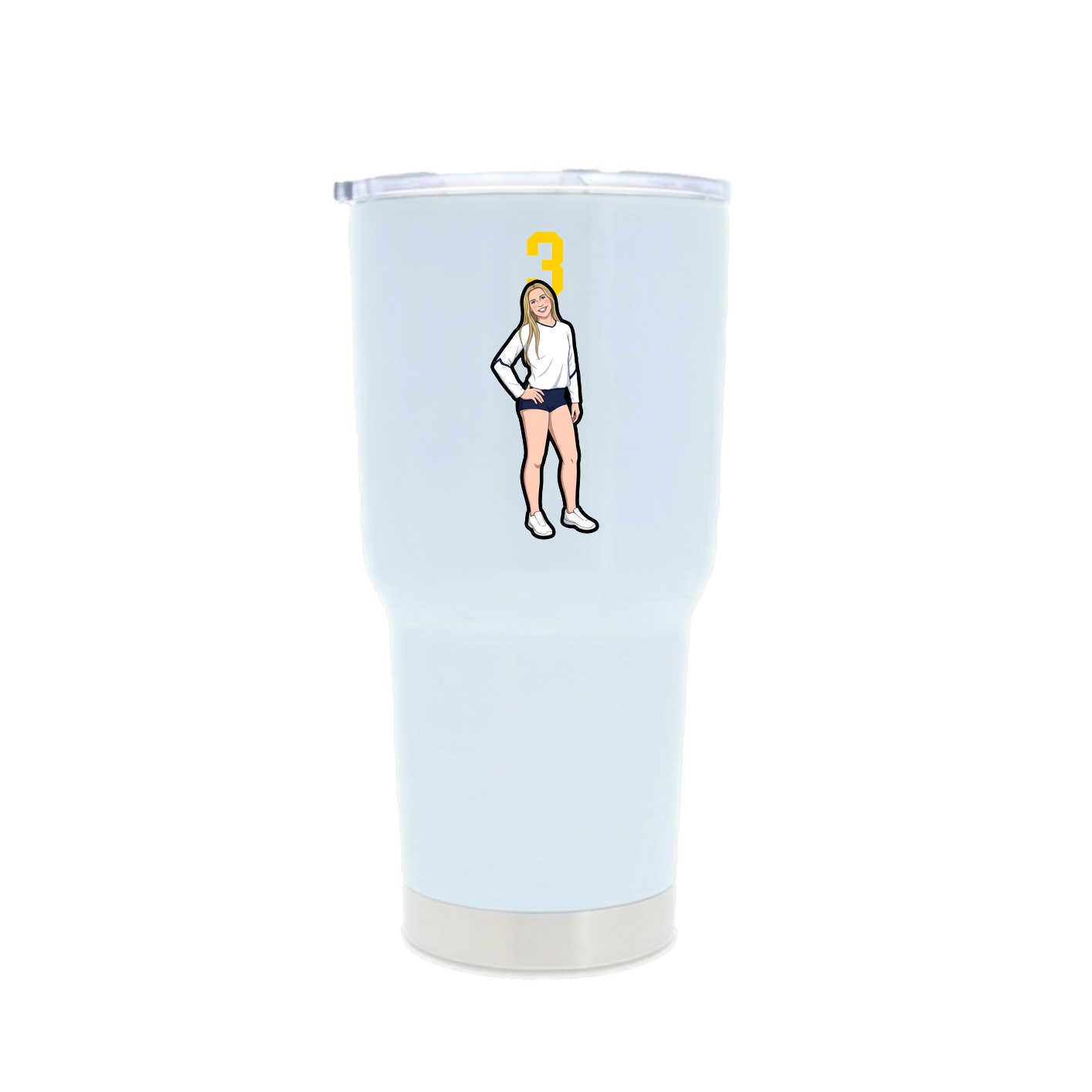 30oz Stainless Steel Tumbler — Number Top in White