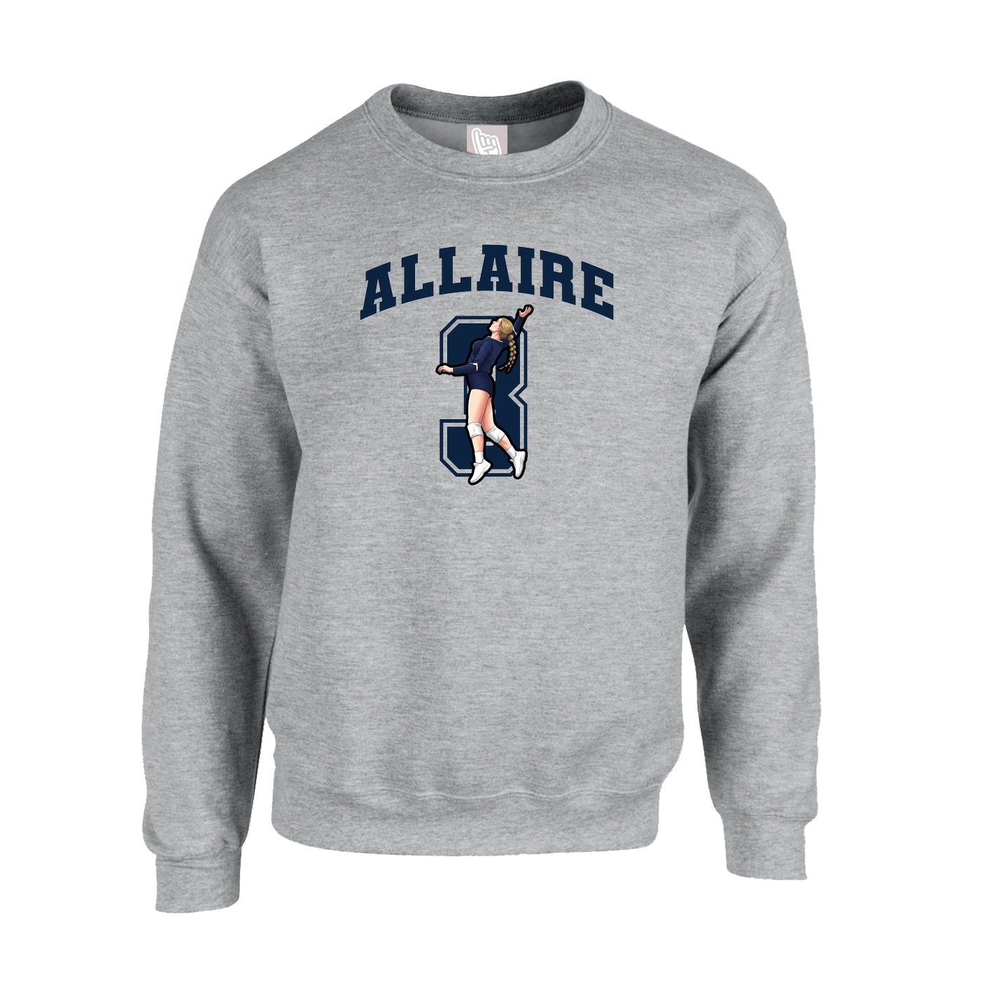 Fleece Crew — Number in Grey