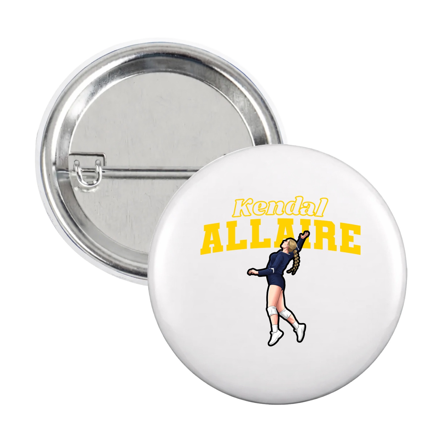 Game Day Button — Name Arch in White