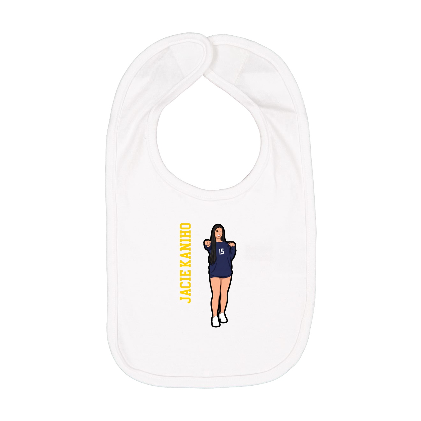 Infant Bib — Name Vertical in White