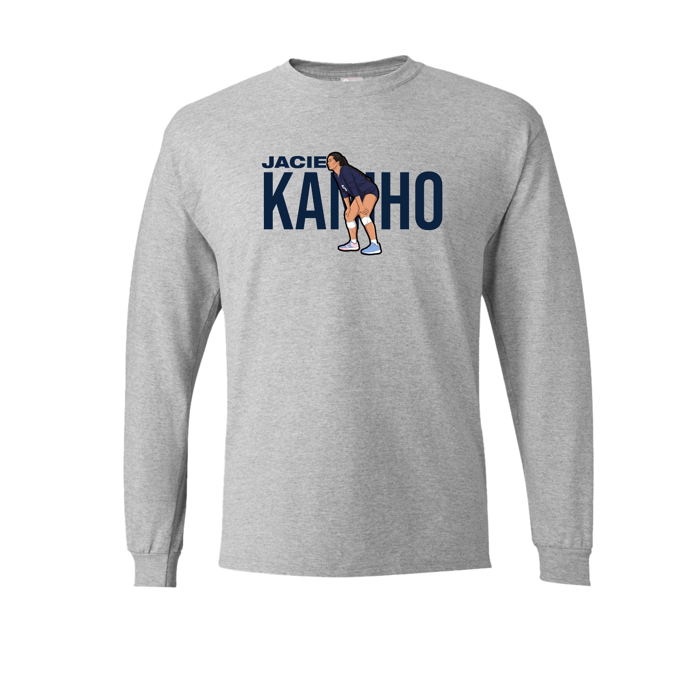 Long Sleeve Tee — Player Name in Grey