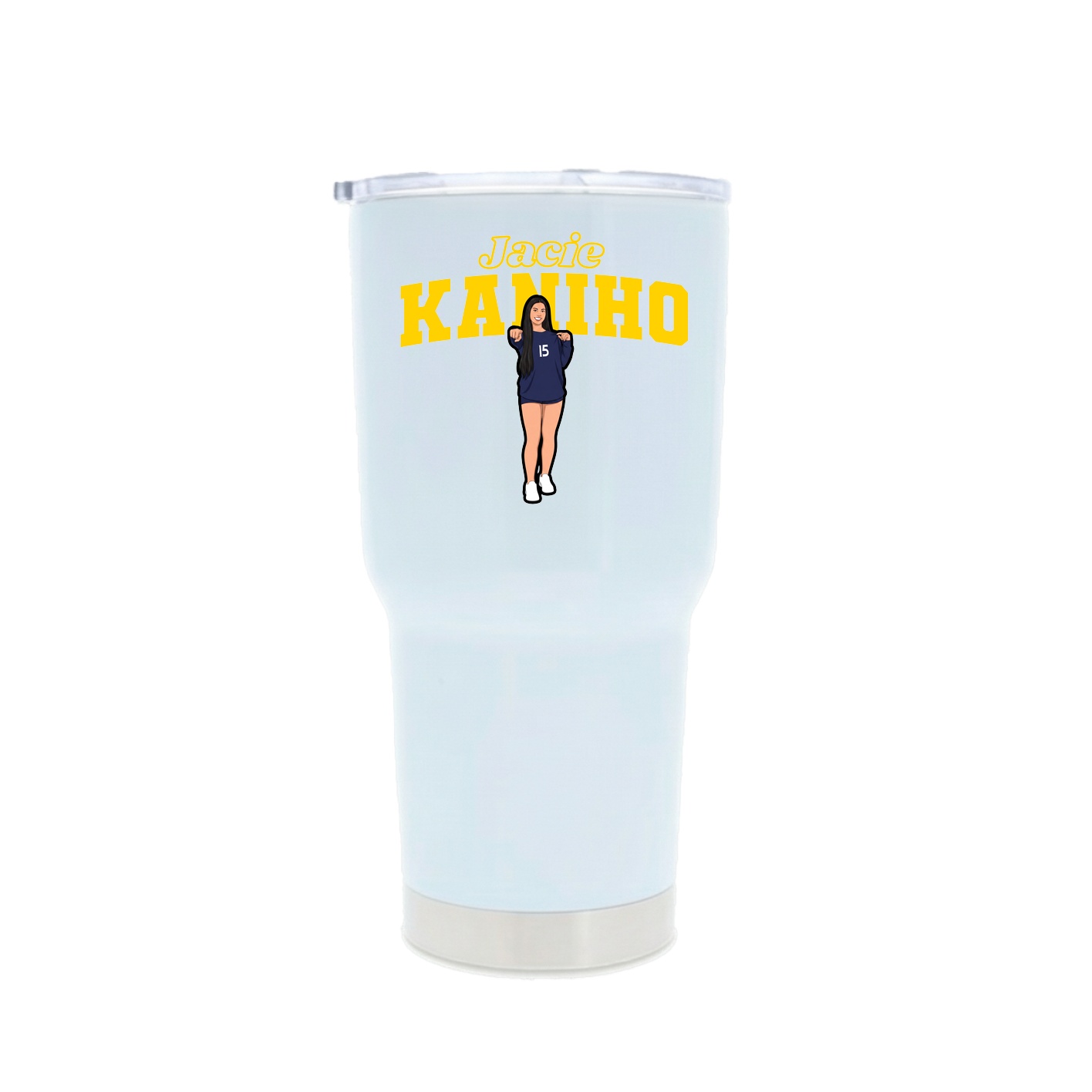 30oz Stainless Steel Tumbler — Name Arch in White
