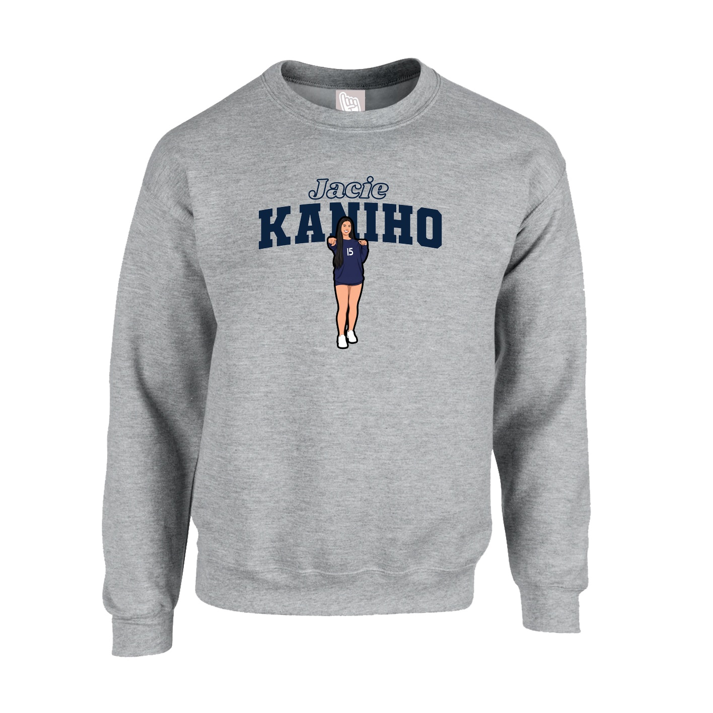 Fleece Crew — Name Arch in Grey