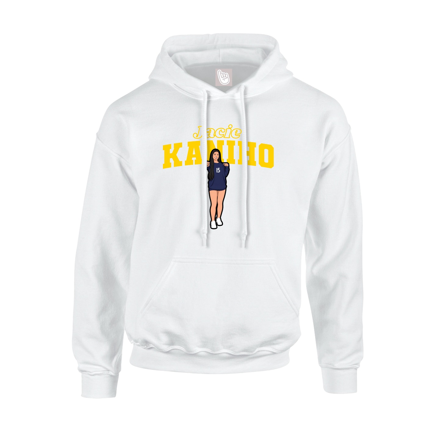 Youth Hoodie — Name Arch in White