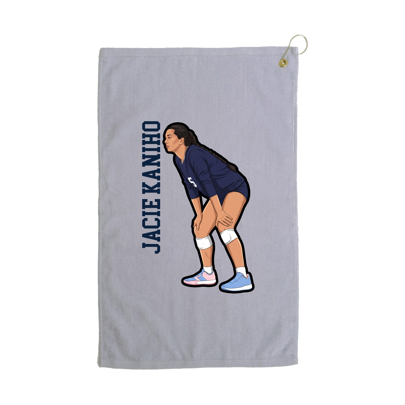 Golf Towel — Name Vertical in Grey