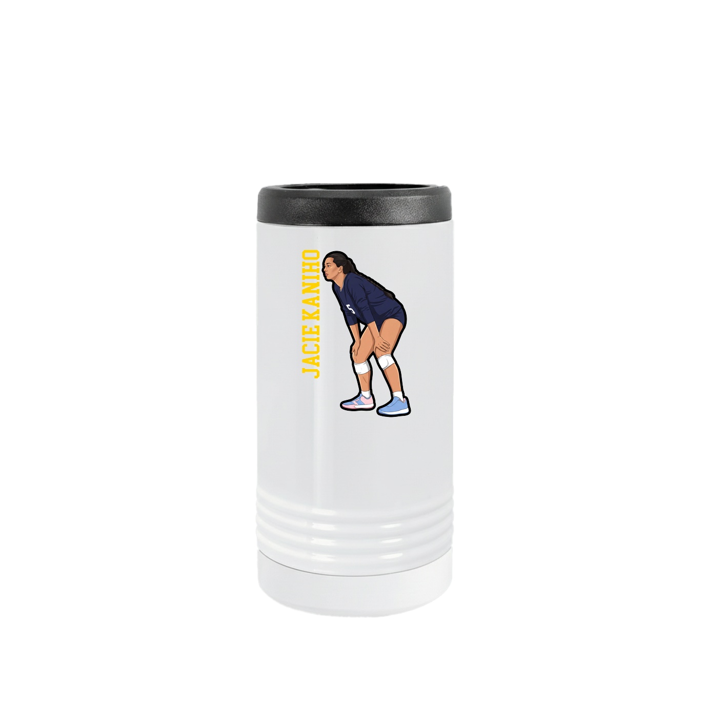 Slim Beverage Holder — Name Vertical in White