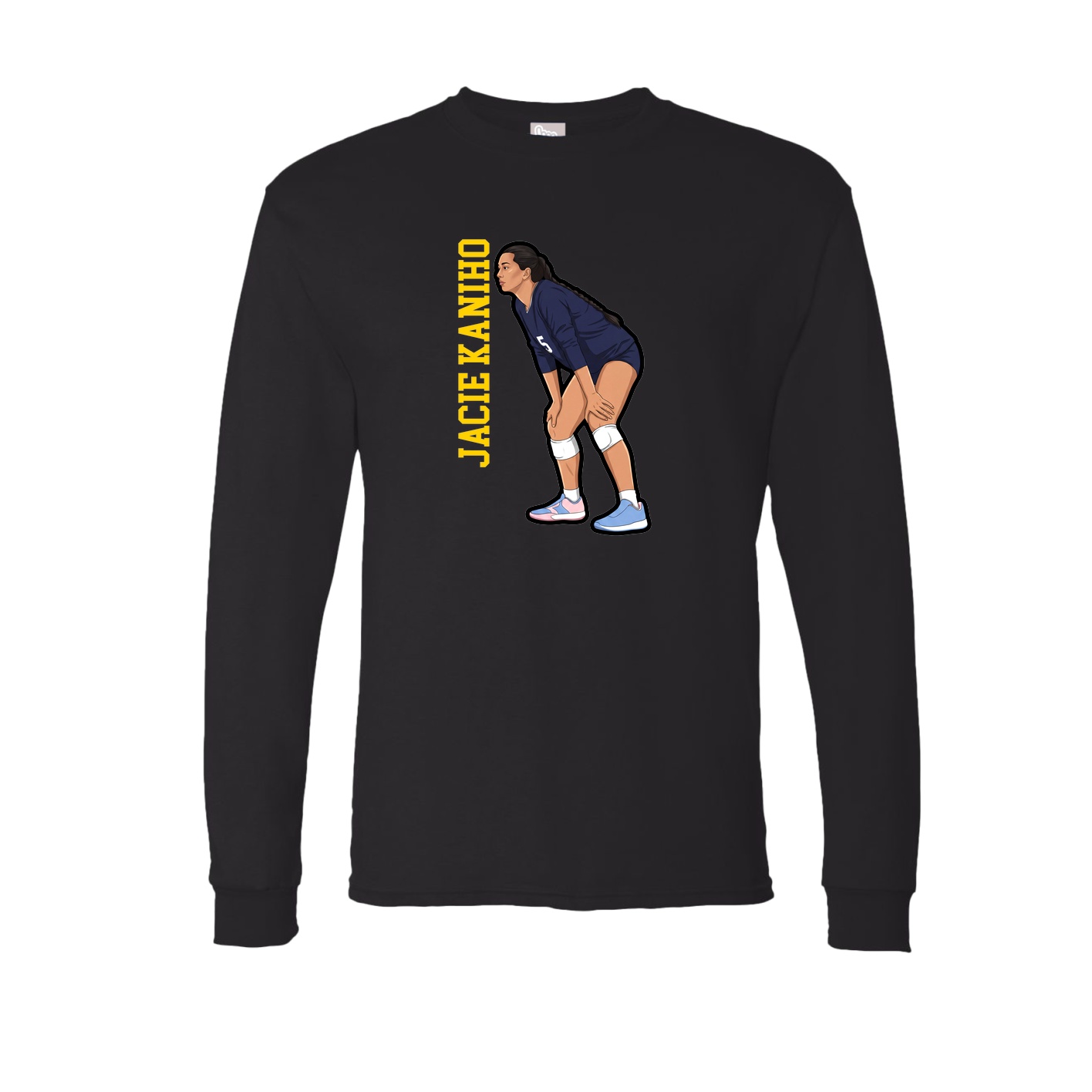 Long Sleeve Tee — Name Vertical in Black