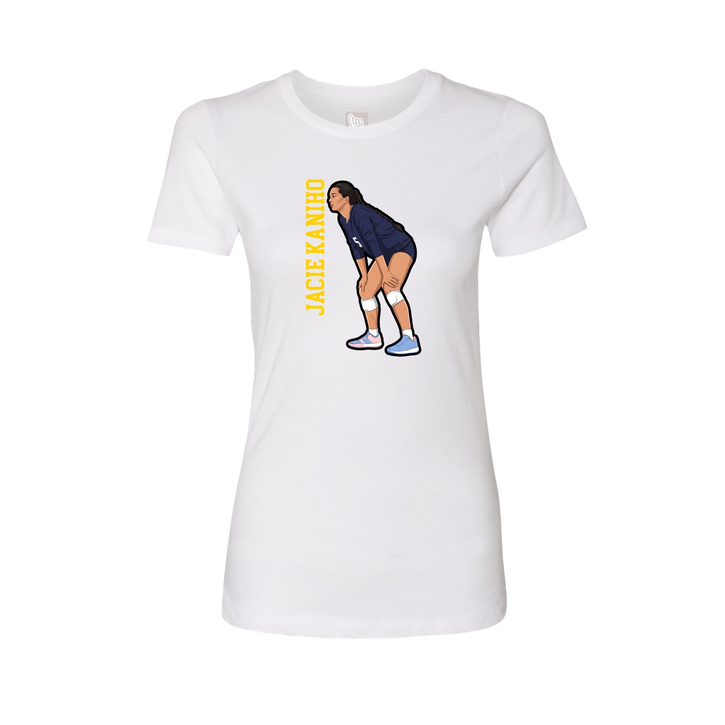 Fitted Women's Tee — Name Vertical in White