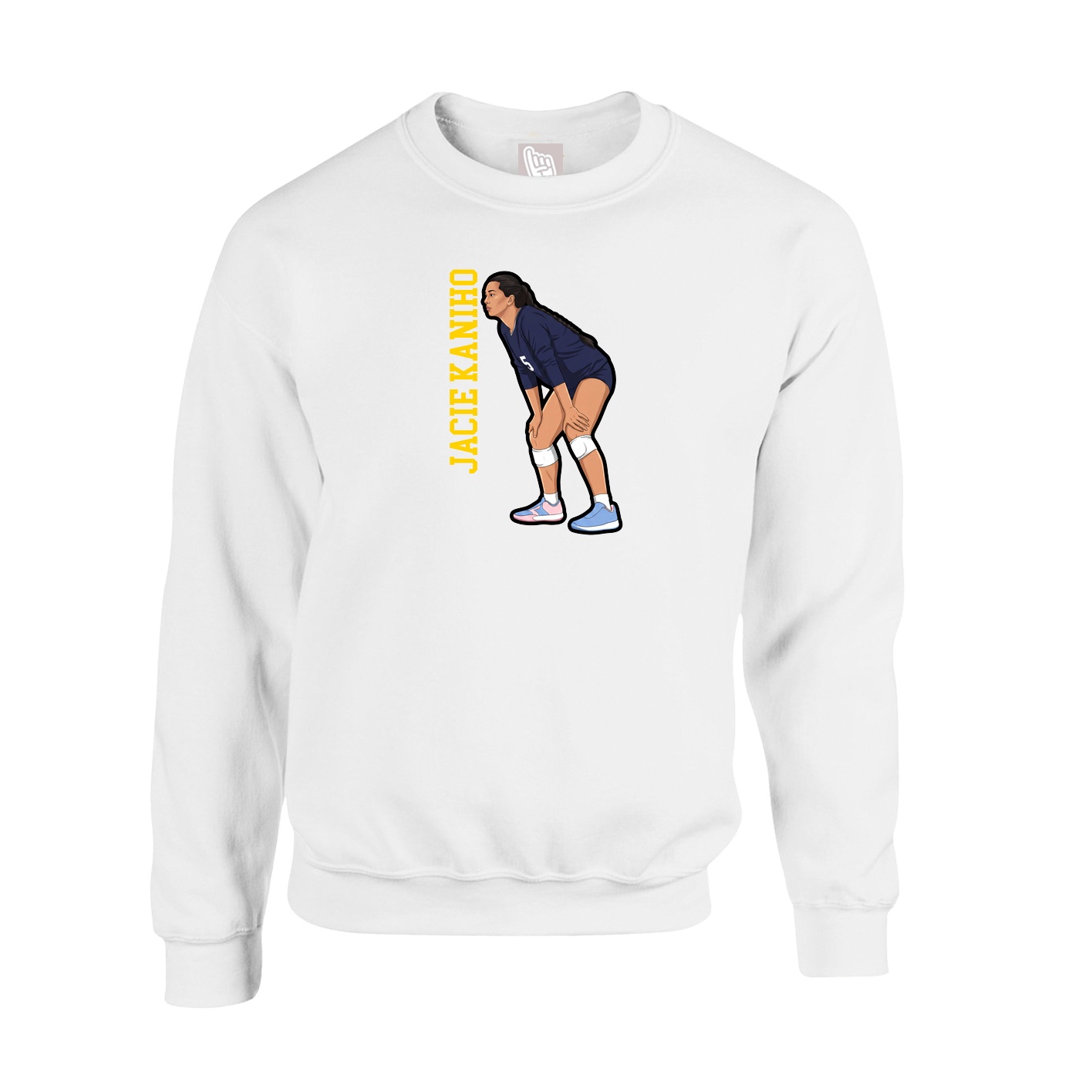 Fleece Crew — Name Vertical in White
