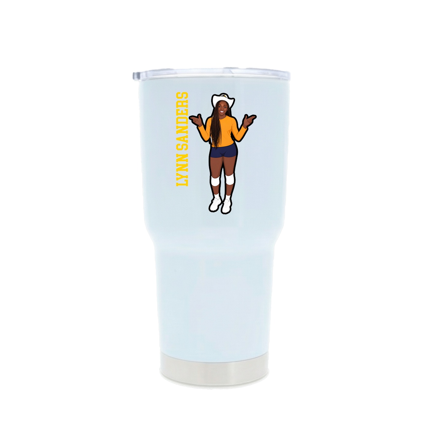 30oz Stainless Steel Tumbler — Name Vertical in White