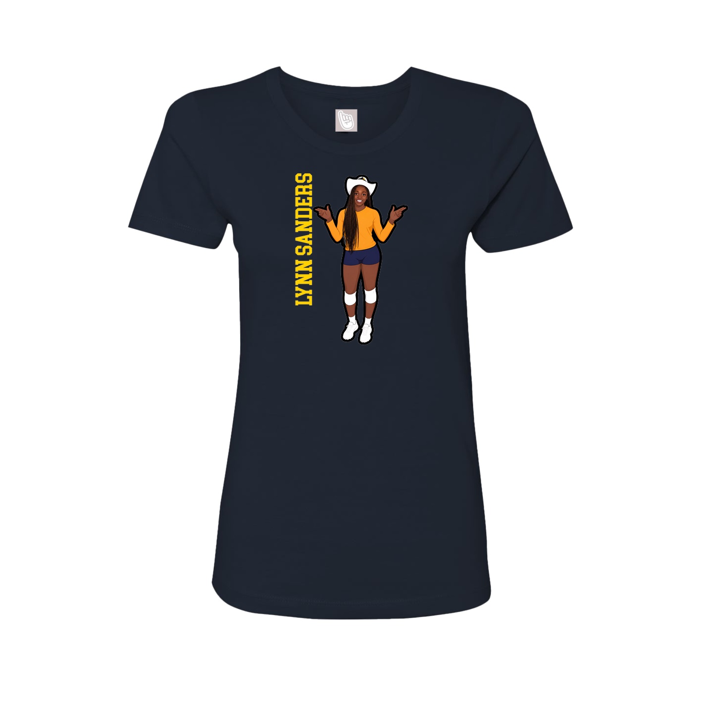 Fitted Women's Tee — Name Vertical in Navy