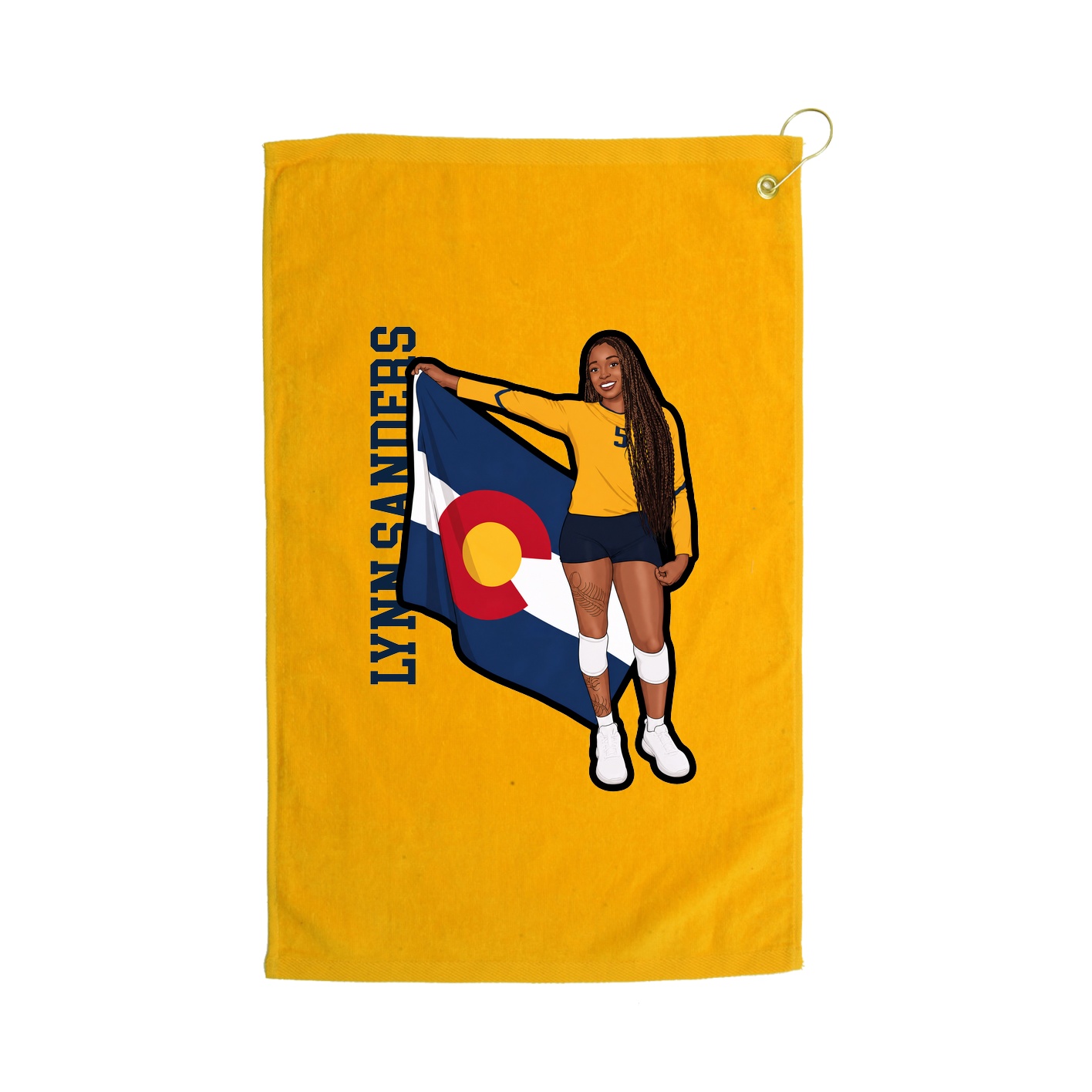 Golf Towel — Name Vertical in Gold