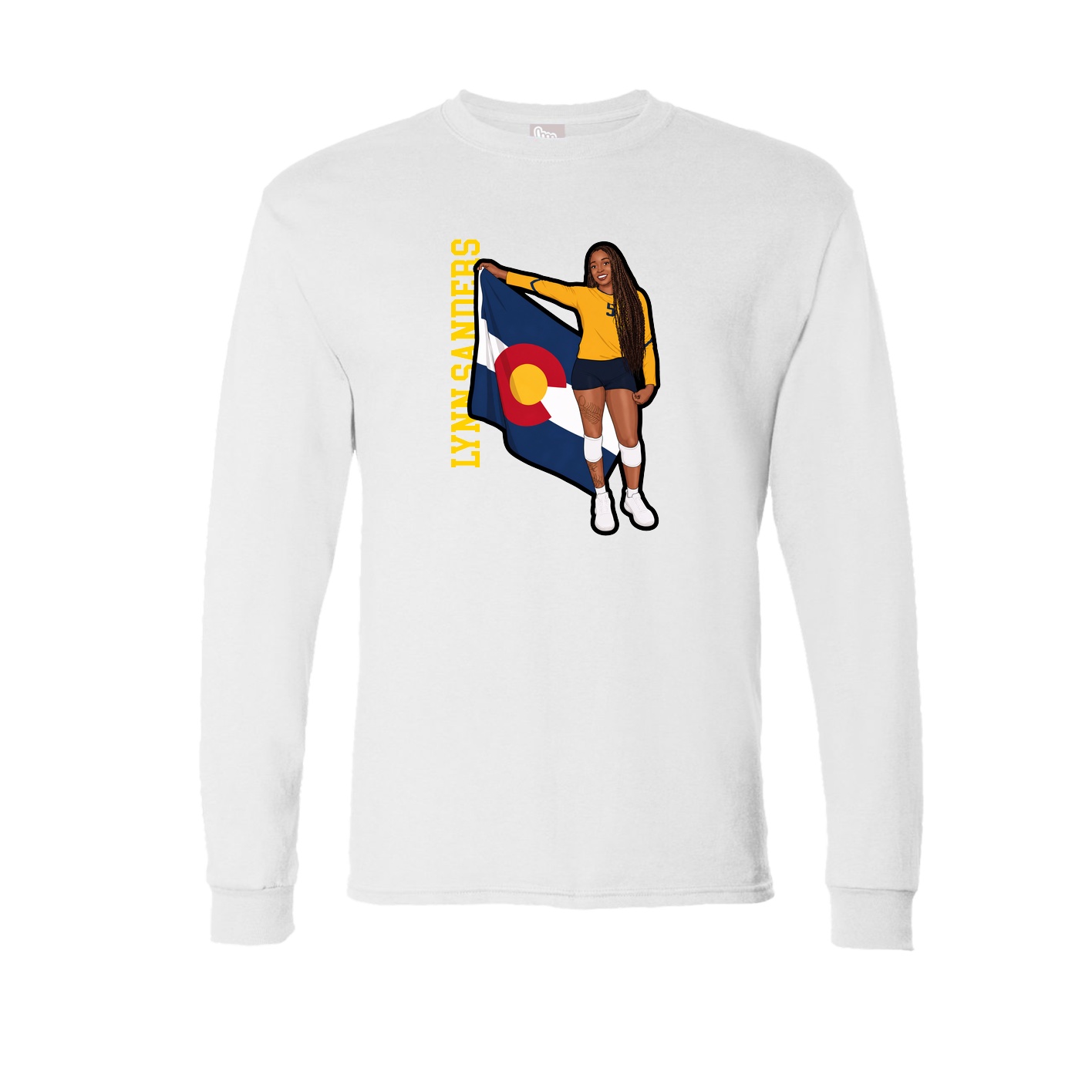 Long Sleeve Tee — Name Vertical in White
