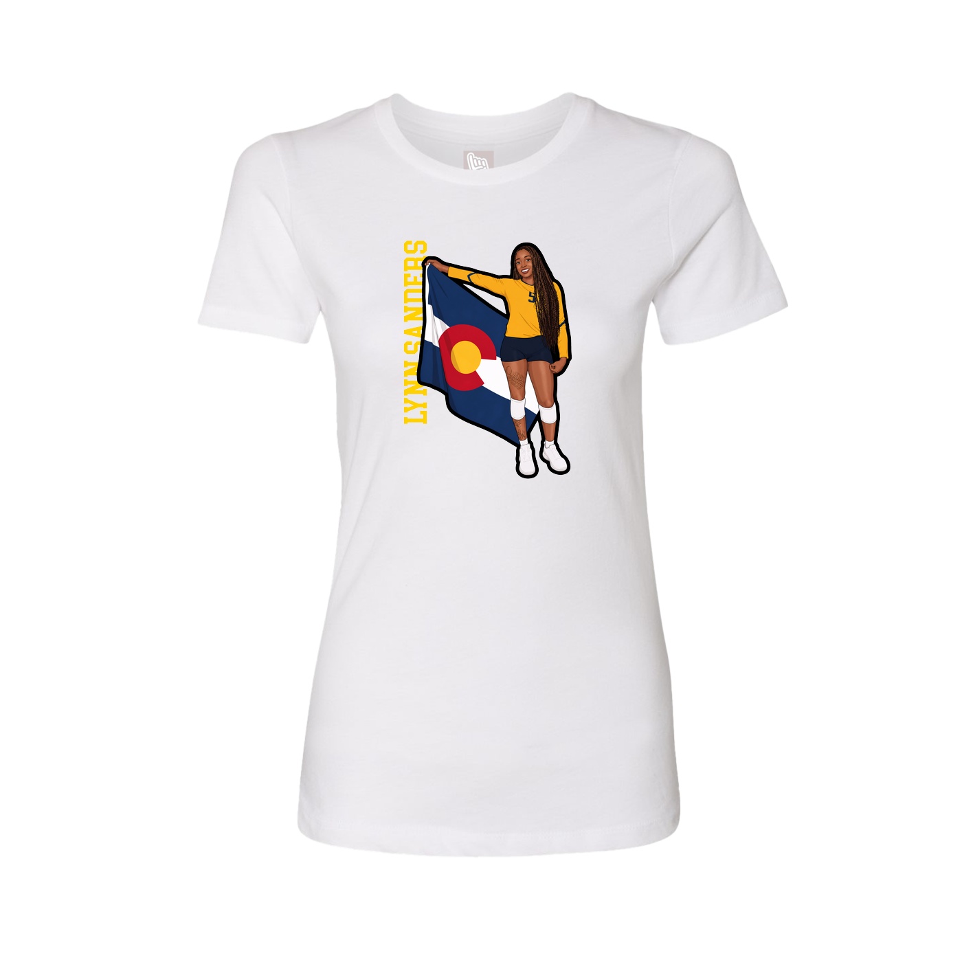 Fitted Women's Tee — Name Vertical in White