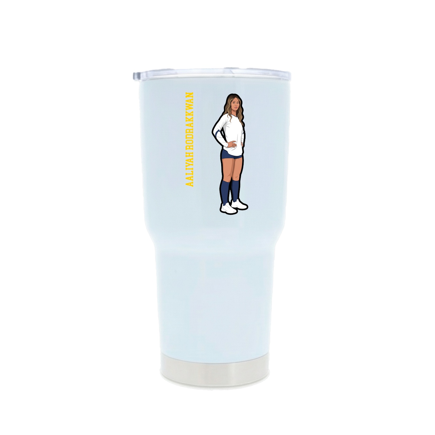 30oz Stainless Steel Tumbler — Name Vertical in White