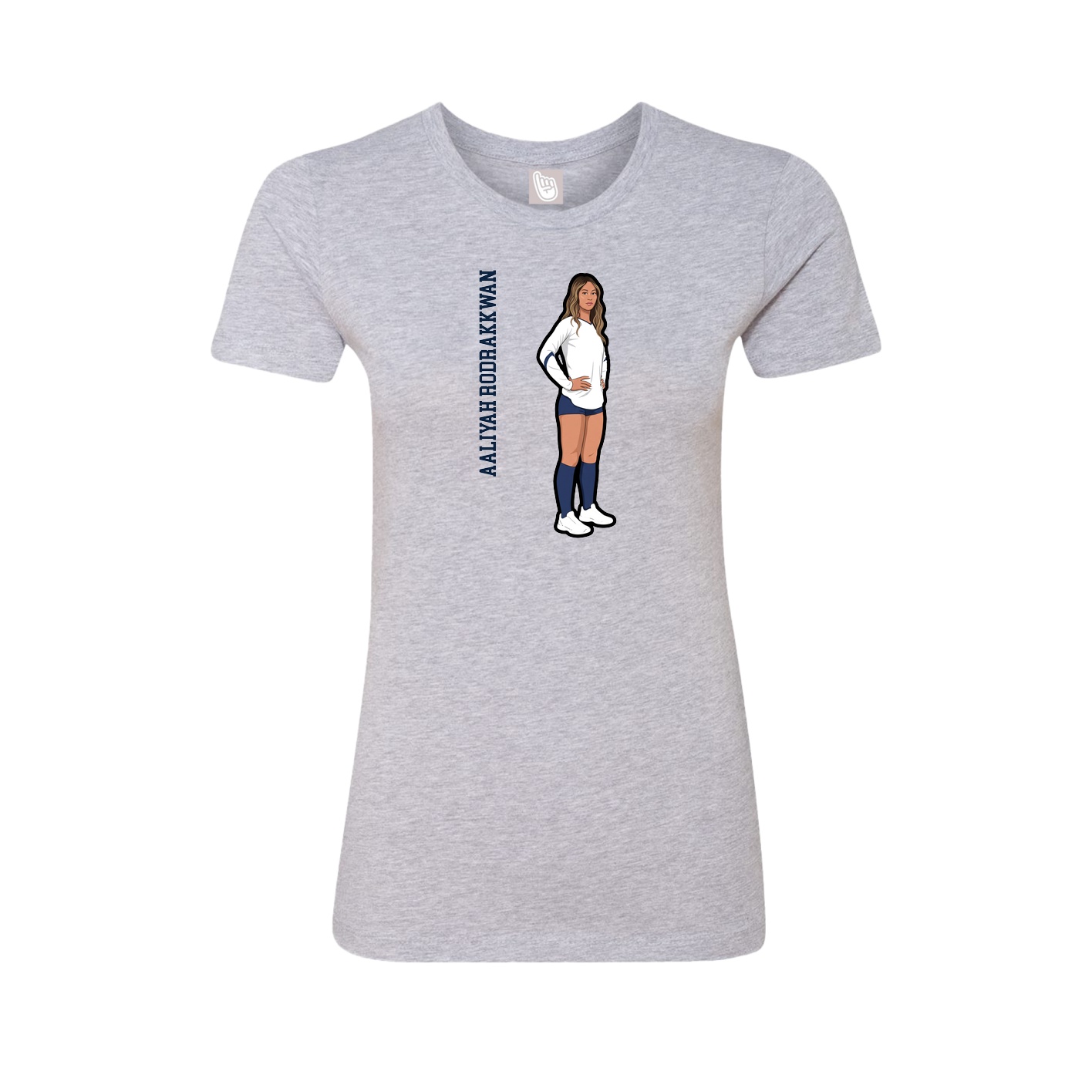 Fitted Women's Tee — Name Vertical in Grey