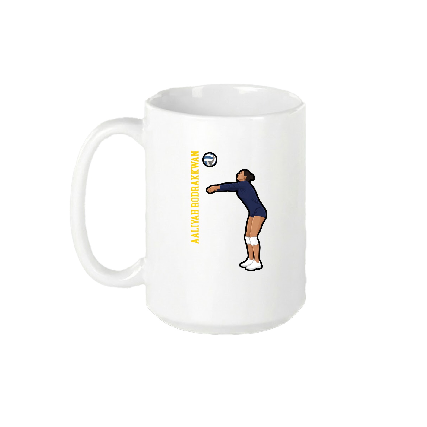 15oz Coffee Mug — Name Vertical in White
