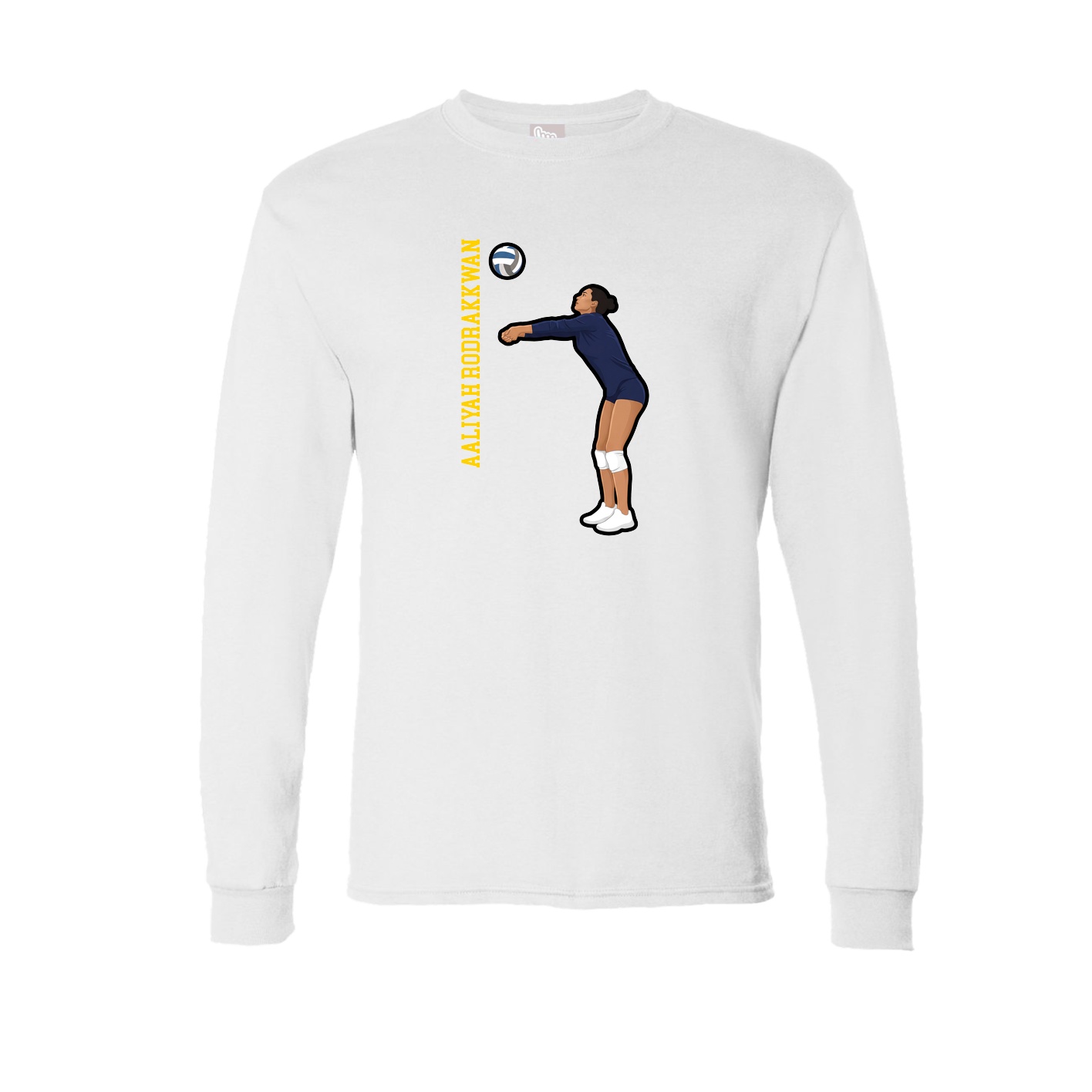 Long Sleeve Tee — Name Vertical in White