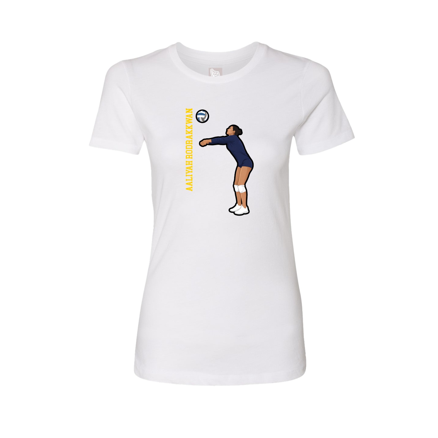Fitted Women's Tee — Name Vertical in White