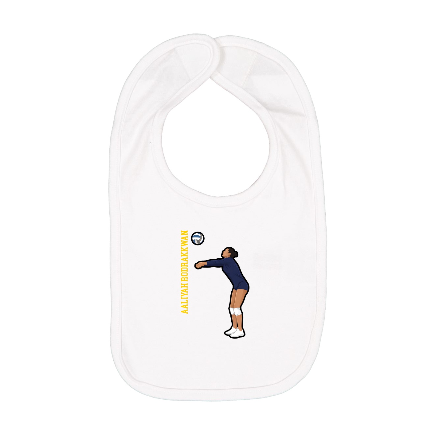 Infant Bib — Name Vertical in White