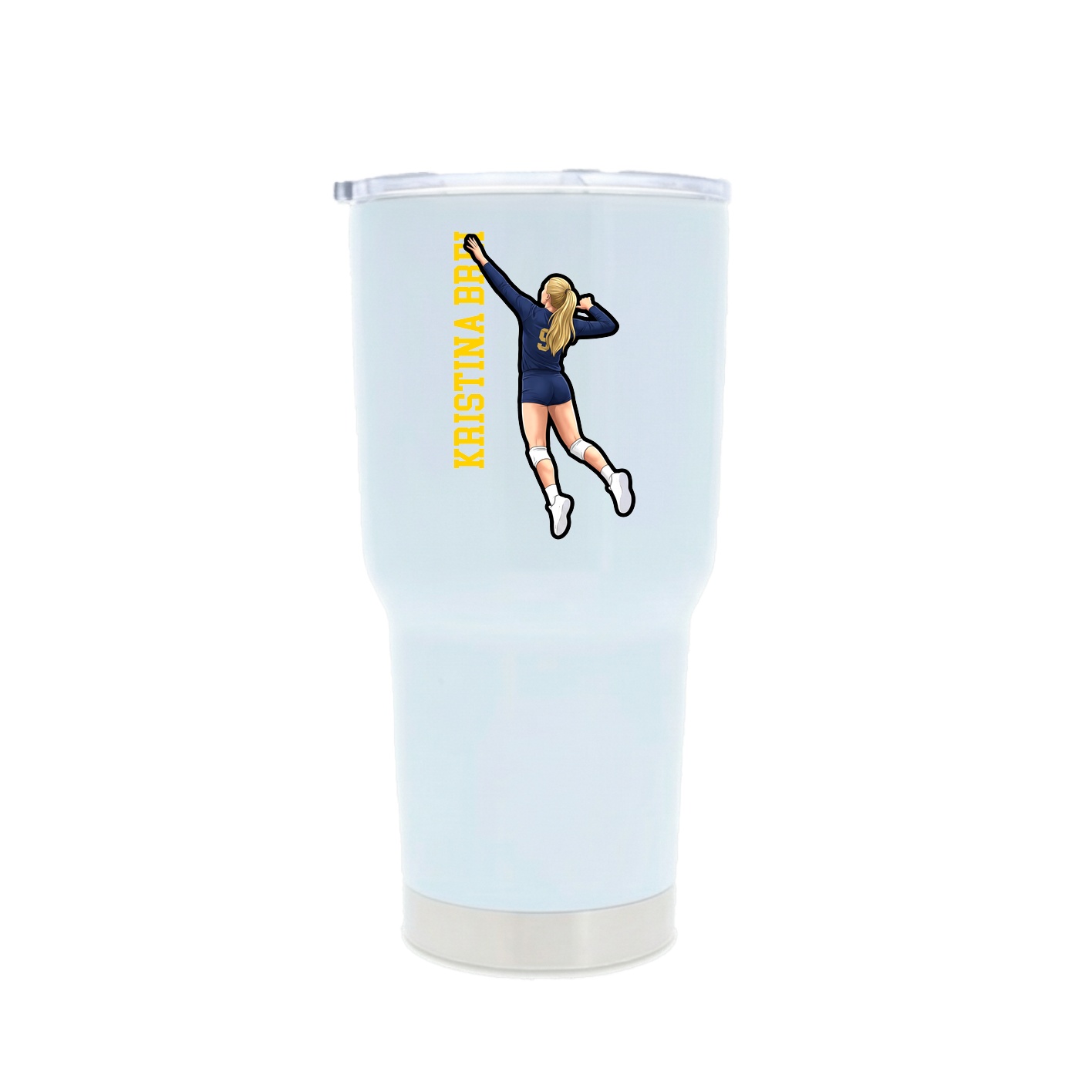 30oz Stainless Steel Tumbler — Name Vertical in White