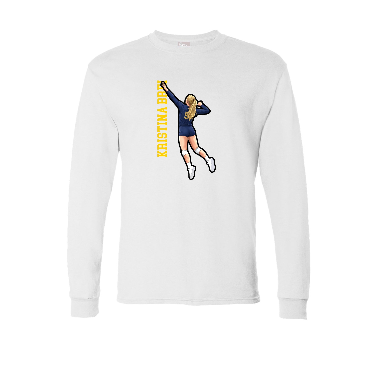 Long Sleeve Tee — Name Vertical in White