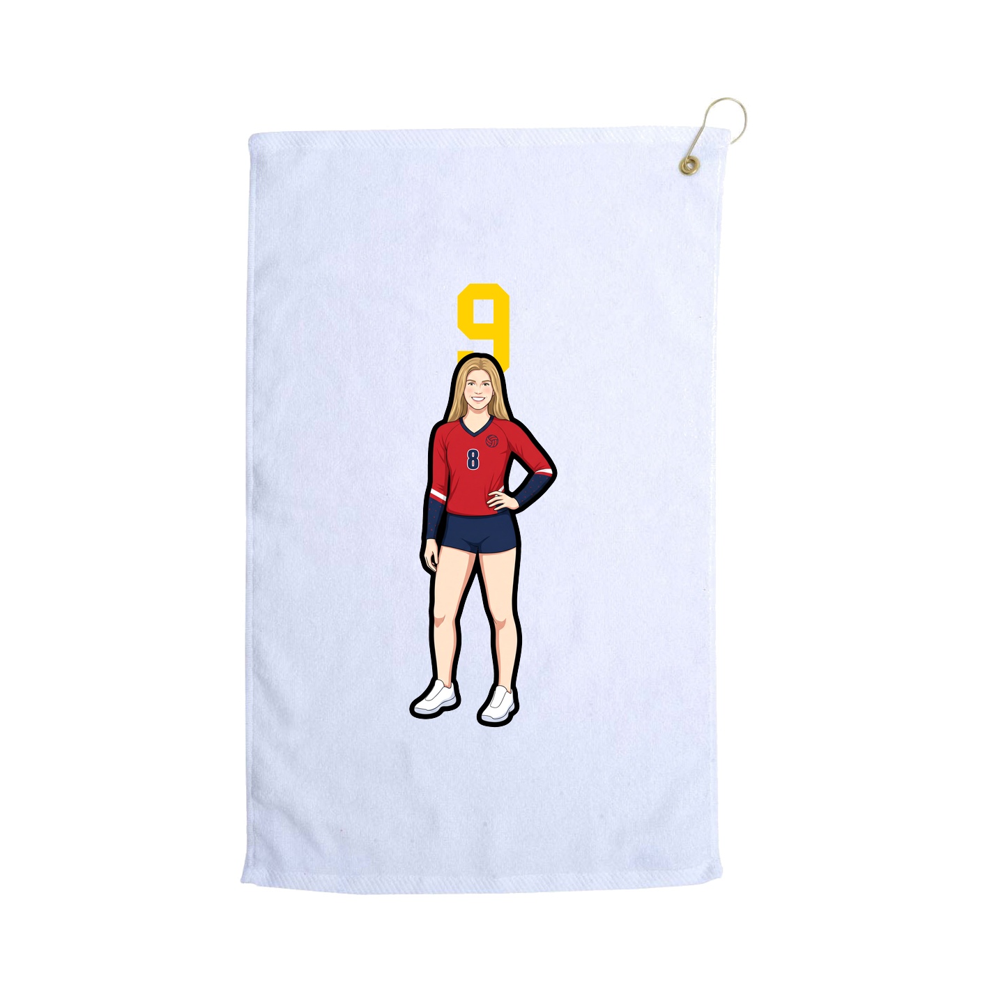 Golf Towel — Number Top in White