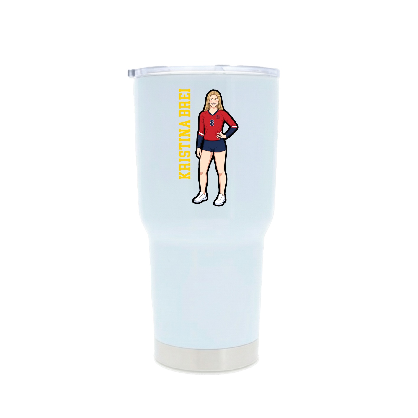 30oz Stainless Steel Tumbler — Name Vertical in White