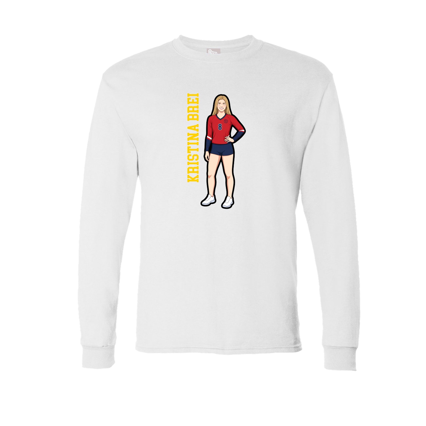 Long Sleeve Tee — Name Vertical in White