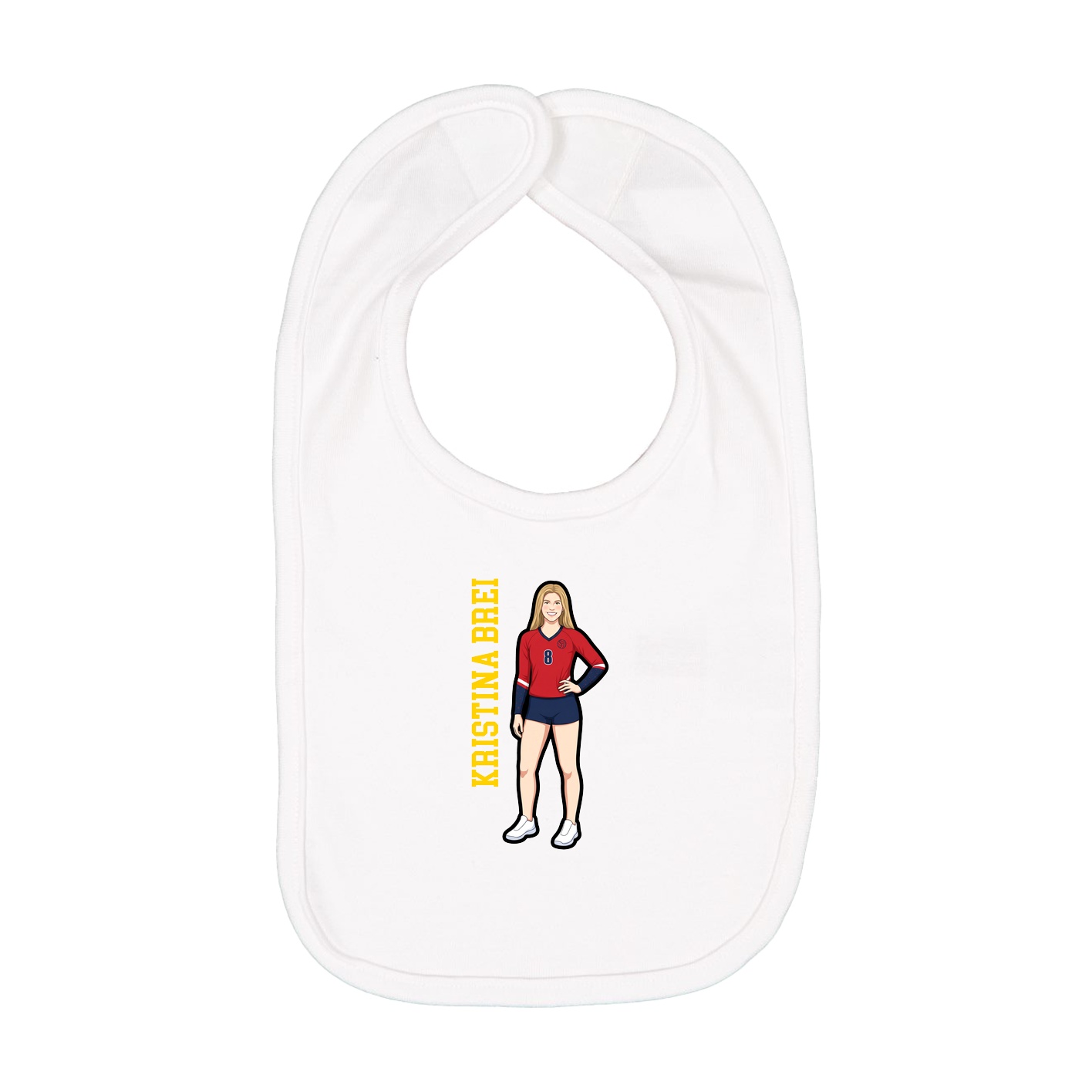 Infant Bib — Name Vertical in White