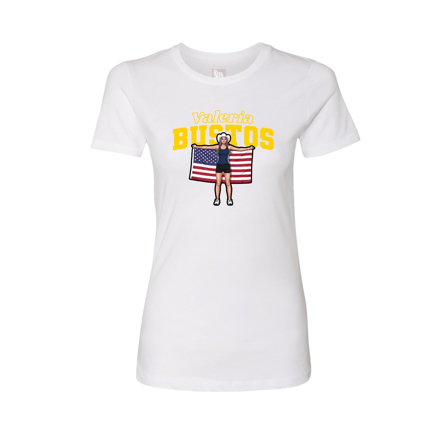 Fitted Women's Tee — Name Arch in White