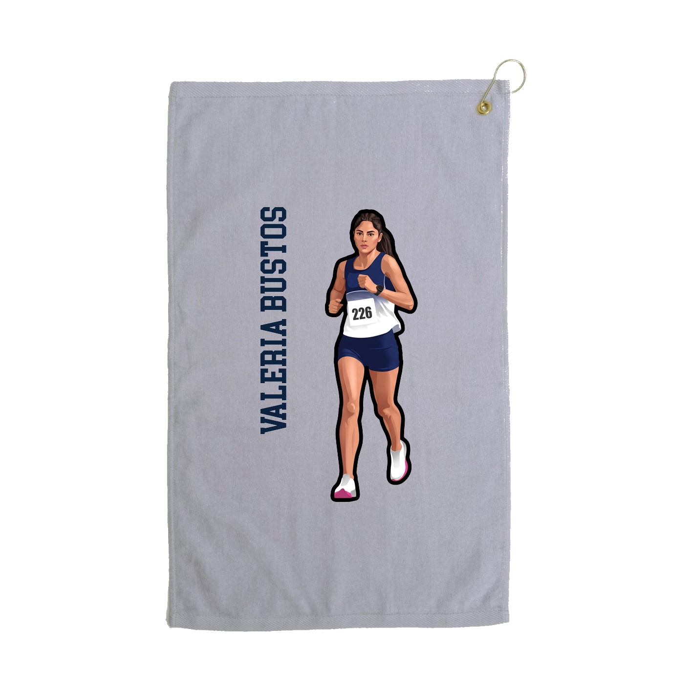 Golf Towel — Name Vertical in Grey