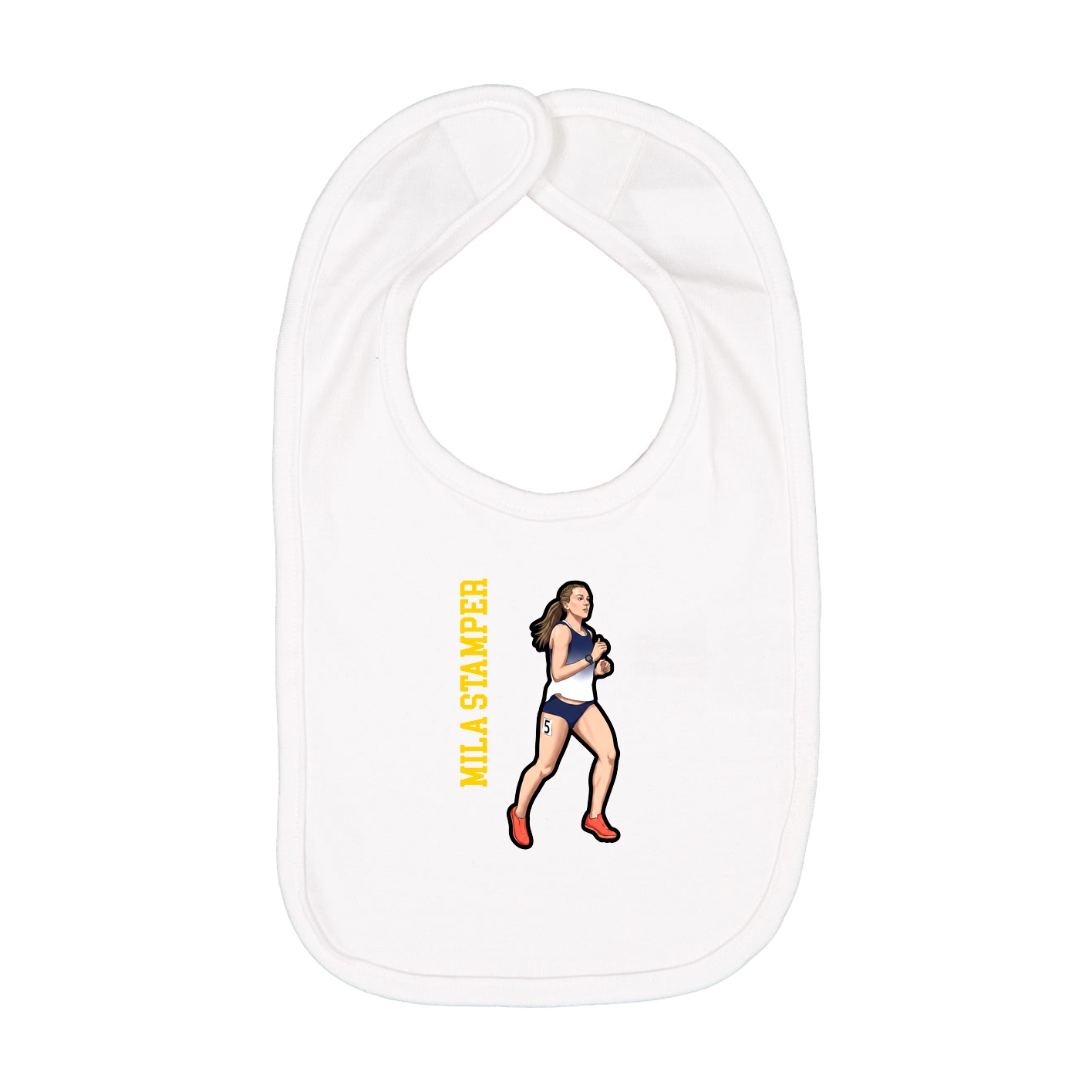 Infant Bib — Name Vertical in White