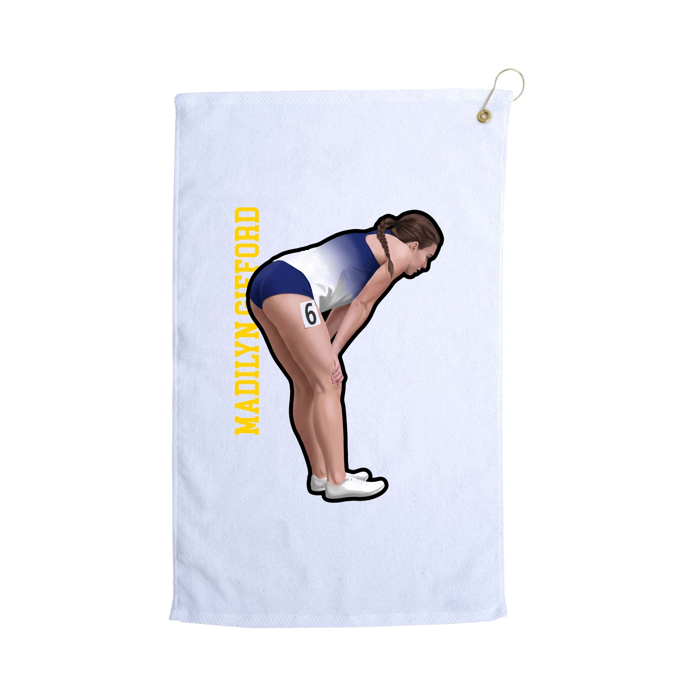 Golf Towel — Name Vertical in White