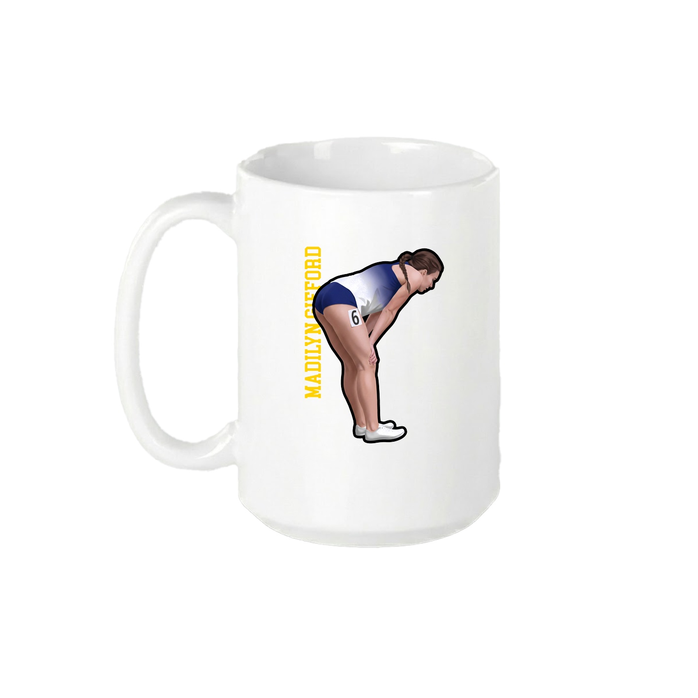 15oz Coffee Mug — Name Vertical in White
