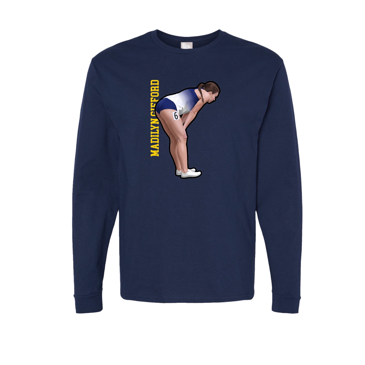 Long Sleeve Tee — Name Vertical in Navy
