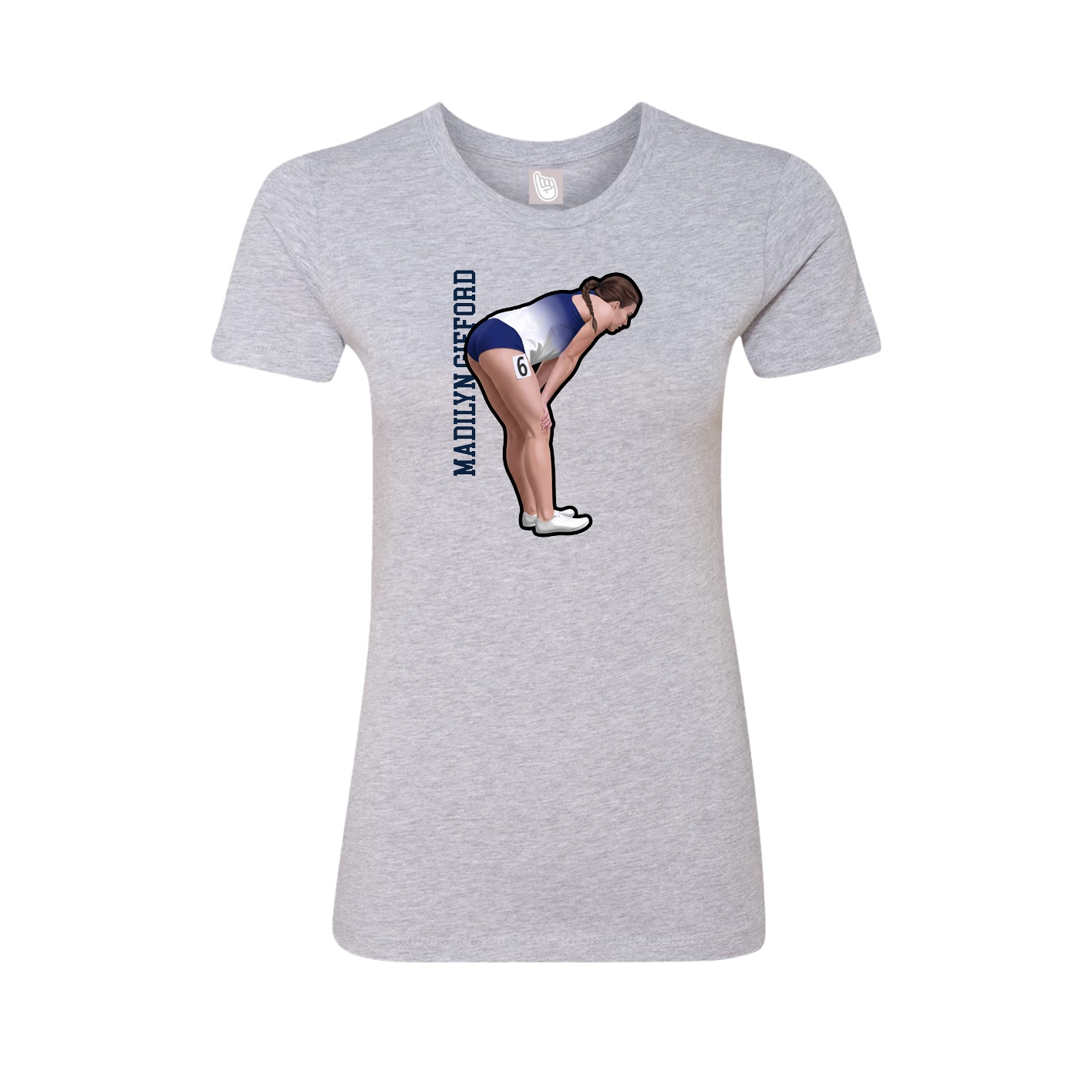 Fitted Women's Tee — Name Vertical in Grey