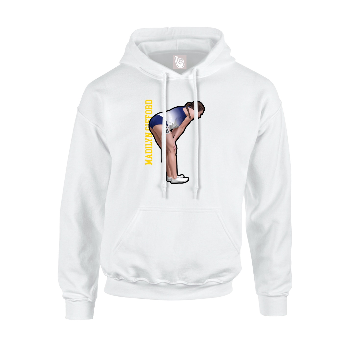 Youth Hoodie — Name Vertical in White