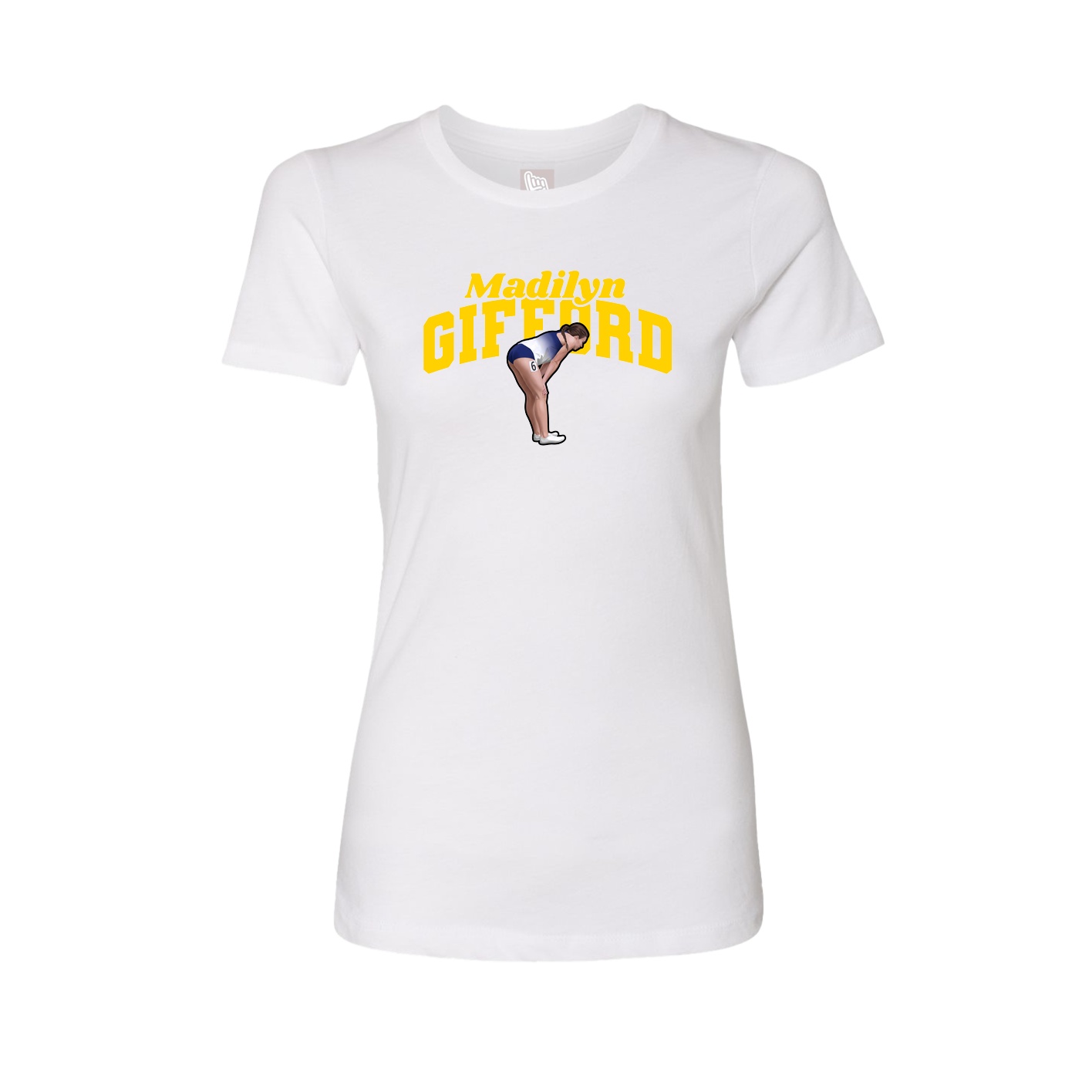 Fitted Women's Tee — Signature Arch in White