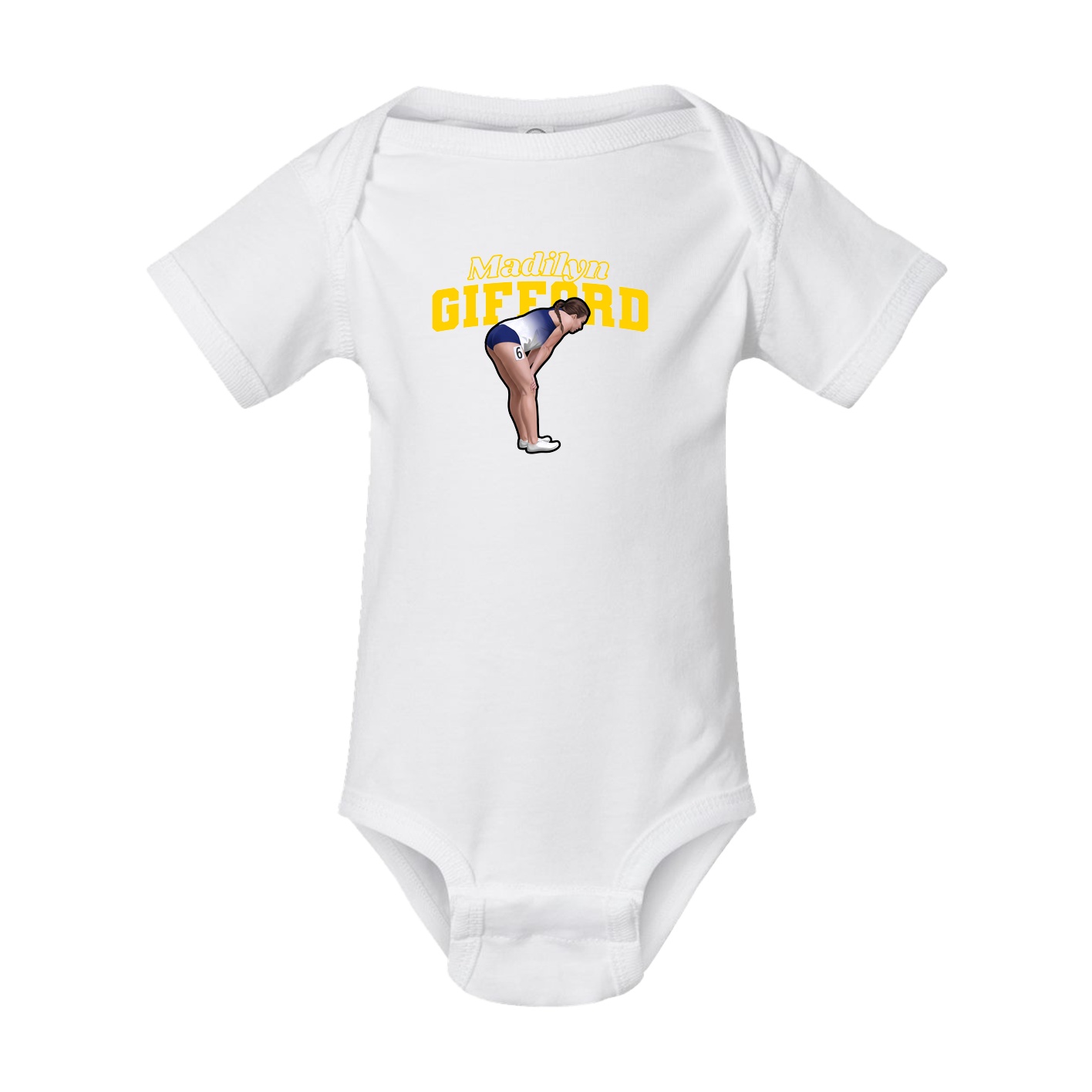 Baby Onesie — Name Arch in White