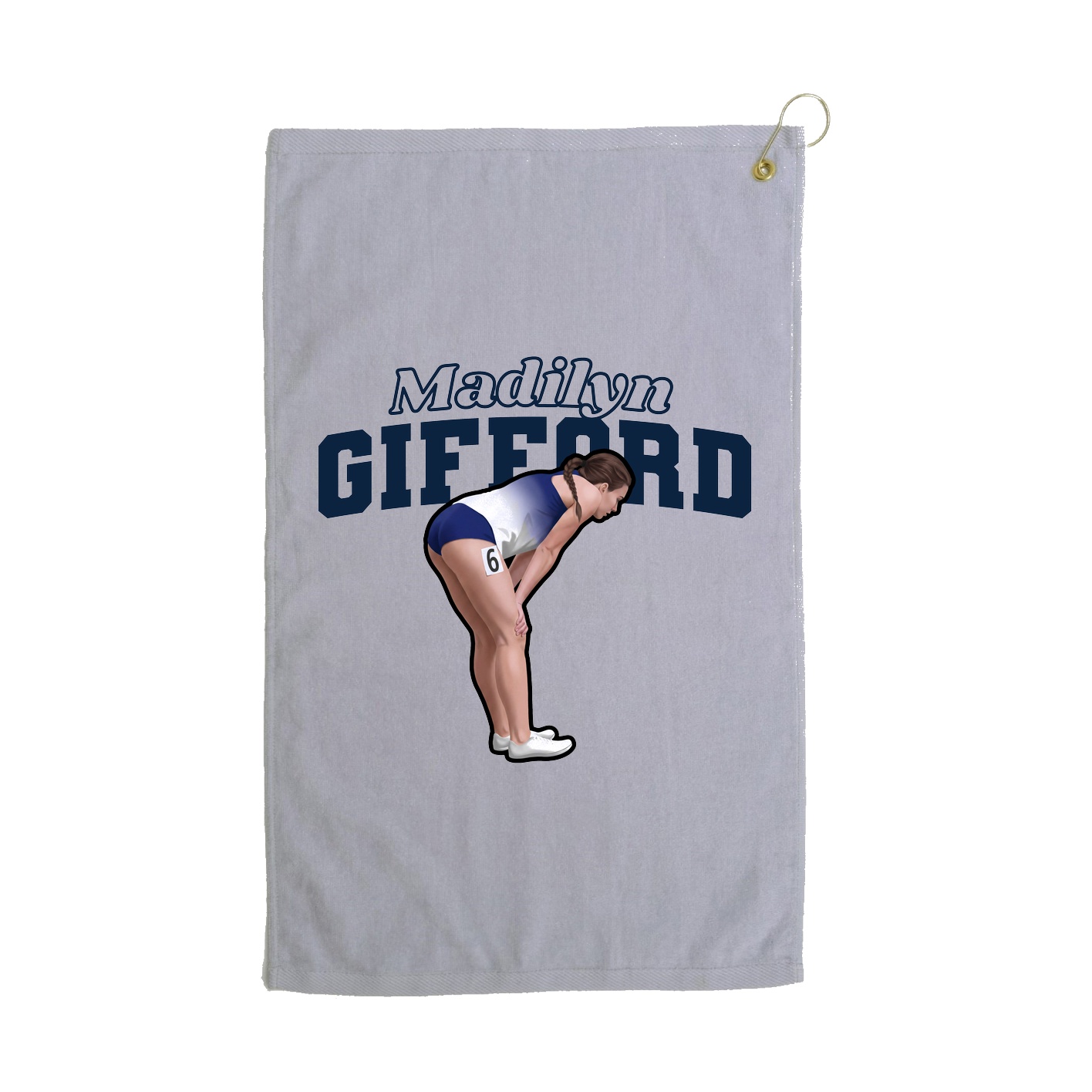Golf Towel — Name Arch in Grey