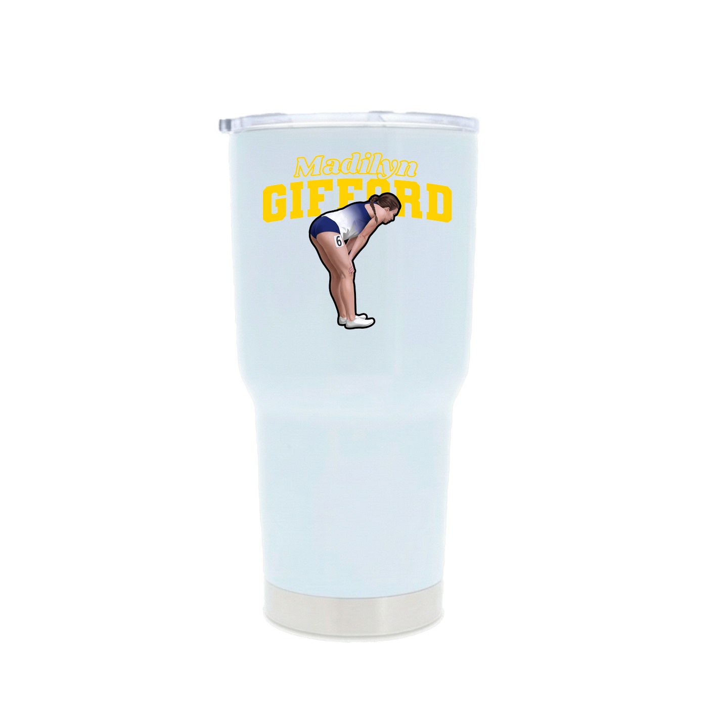 30oz Stainless Steel Tumbler — Name Arch in White