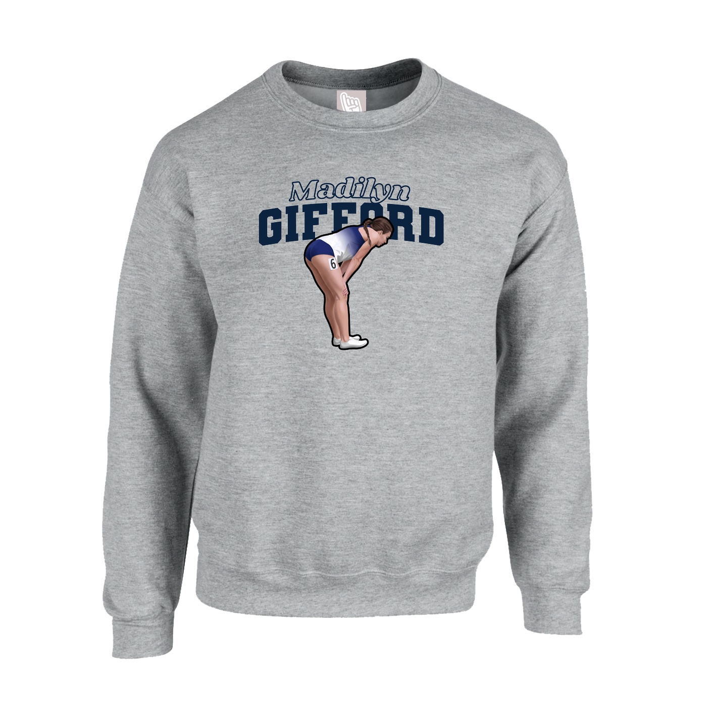 Fleece Crew — Name Arch in Grey