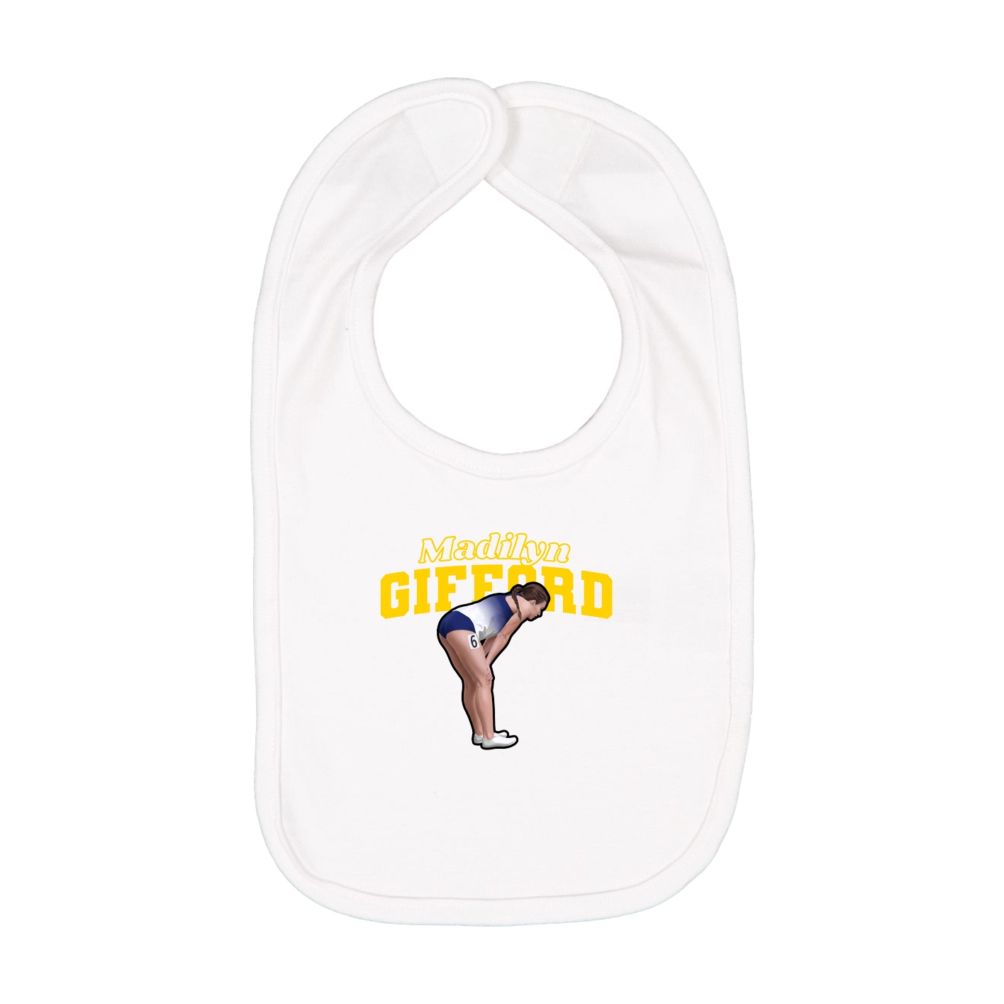 Infant Bib — Name Arch in White