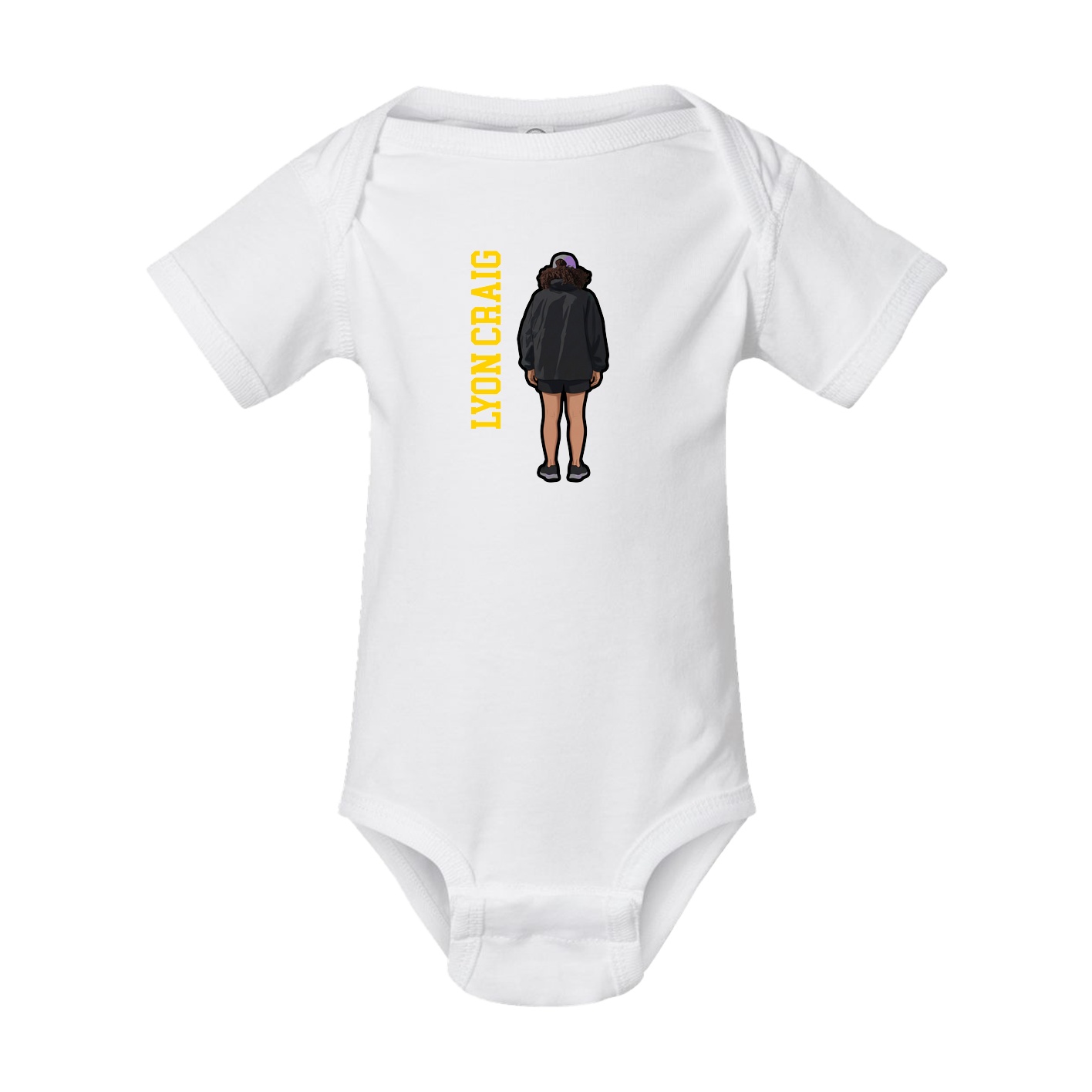 Baby Onesie — Name Vertical in White