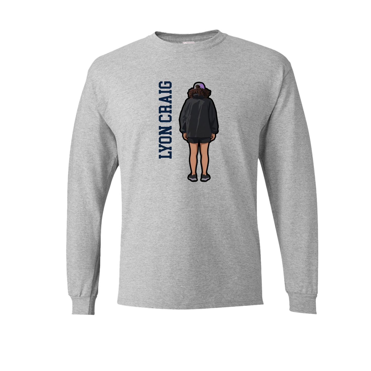 Long Sleeve Tee — Name Vertical in Grey