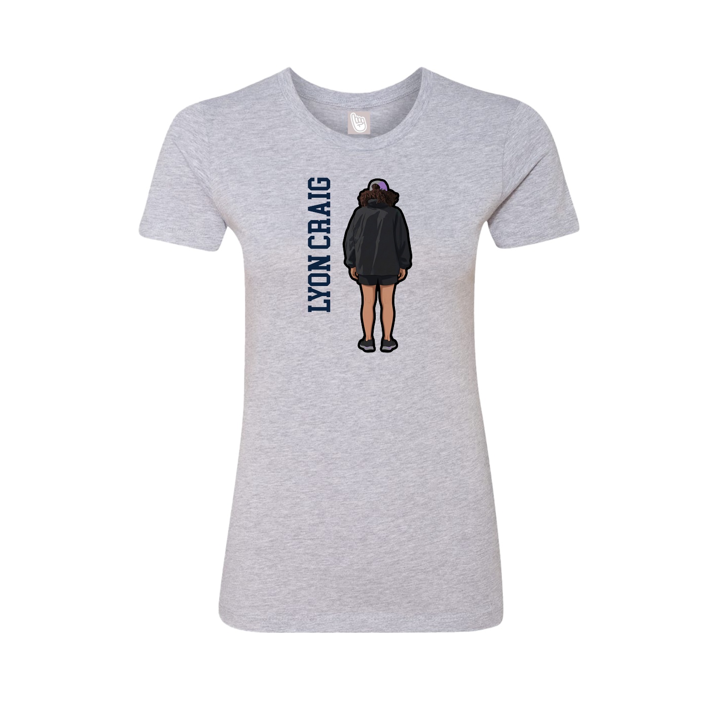 Fitted Women's Tee — Name Vertical in Grey